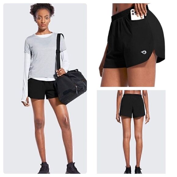 NWT Baleaf Black Lined Running Shorts Small and Medium sizes - Picture 1 of 8